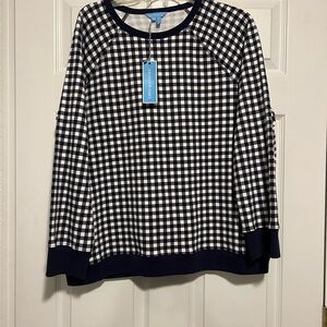 Draper James Navy &white, crewneck sweatshirt, NWT, Sz 1X